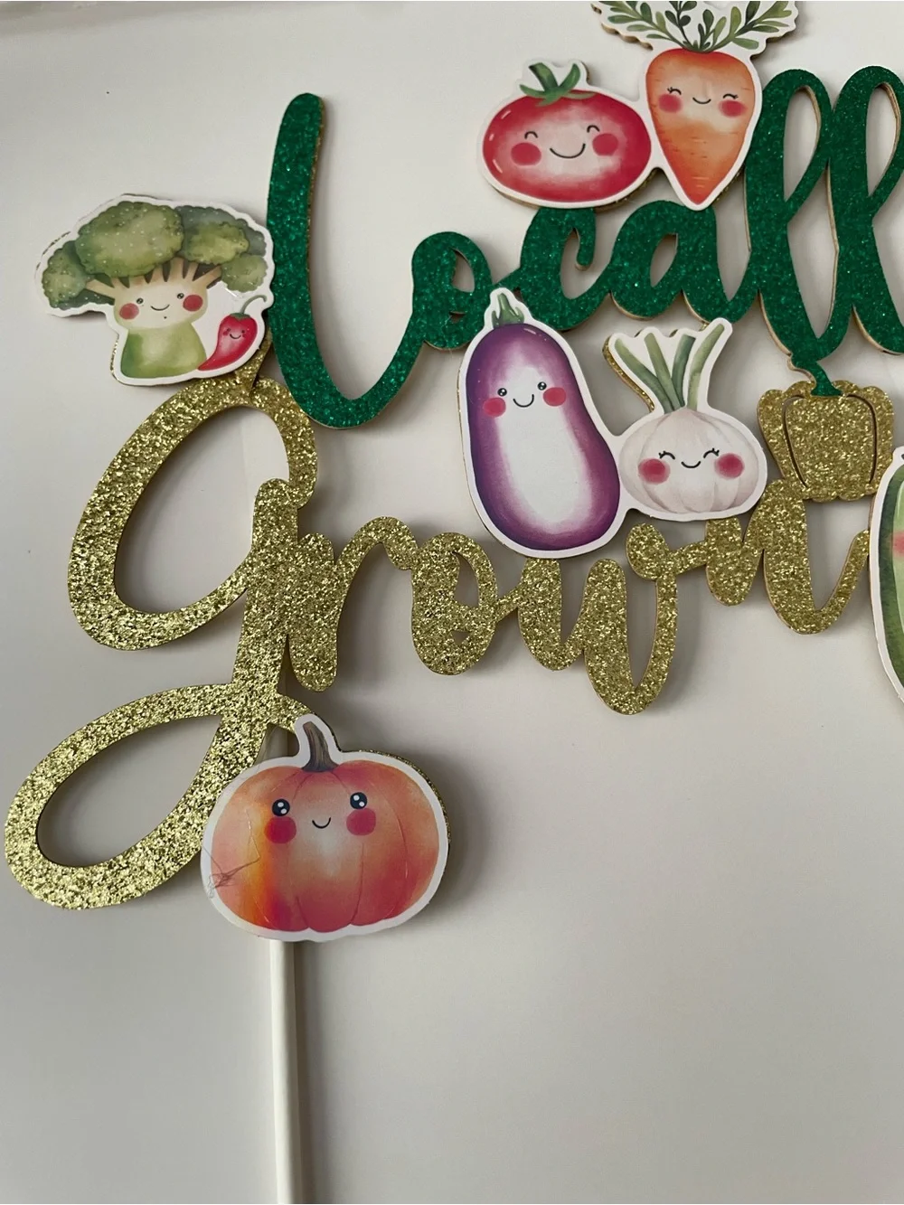 Locally Grown Green and Gold Cake Topper